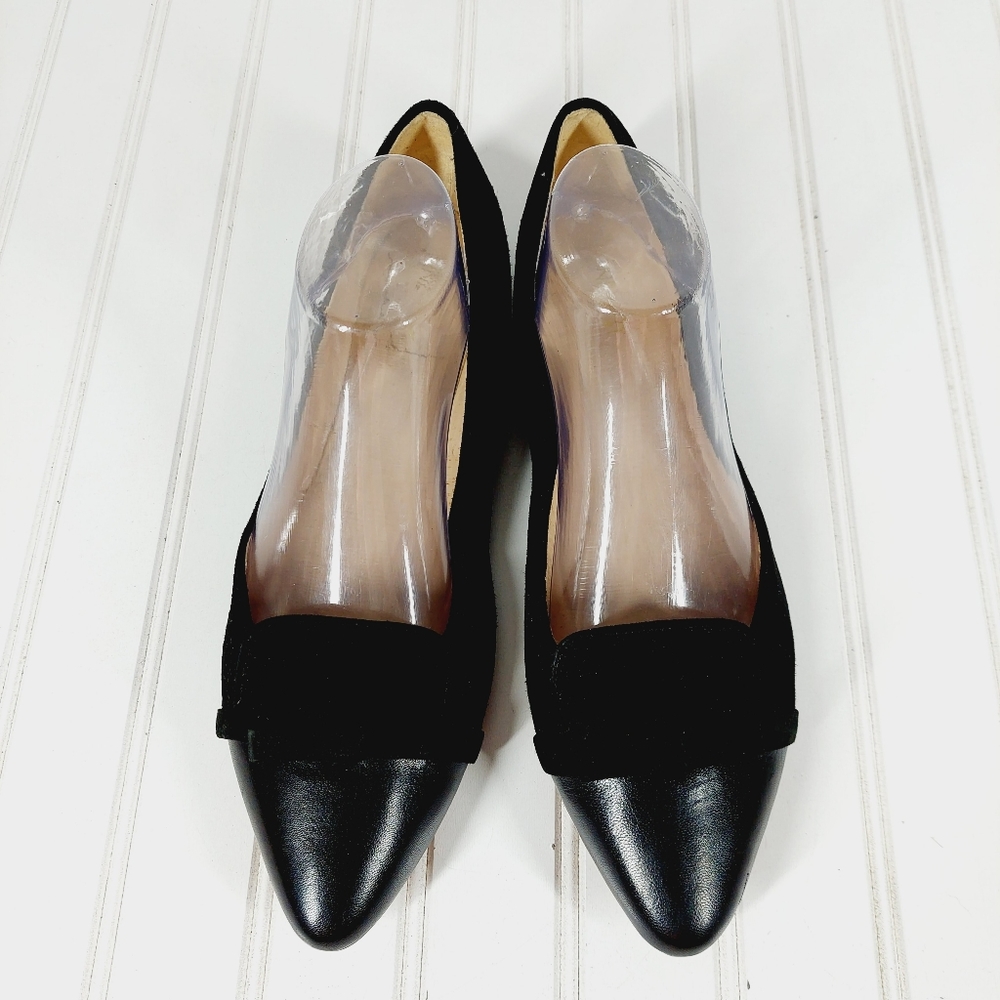 Nine West Black Suede Leather Bow Flats